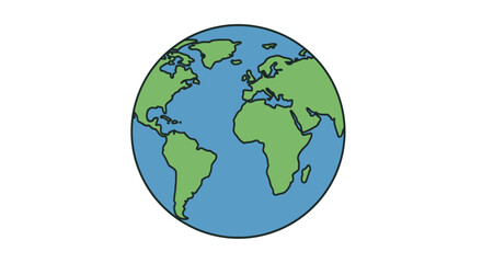 Stylized Illustration of Planet Earth with Continents and Oceans.