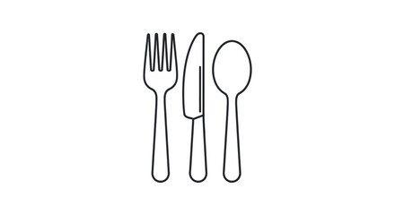 Simple Line Art Illustration of Fork Knife and Spoon.