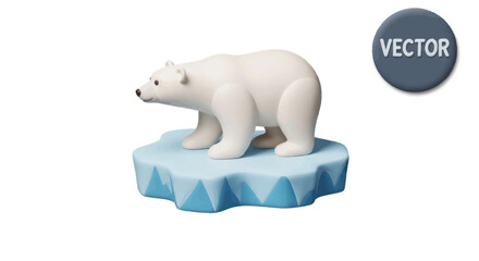 Adorable cartoon polar bear standing on a floating ice floe.