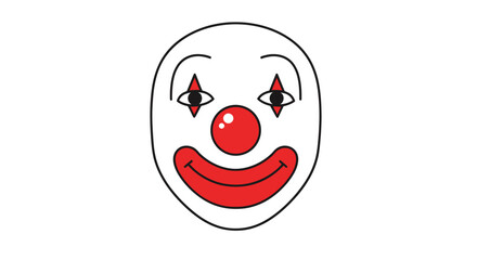 Simple Clown Face Illustration with Red Nose and Smiling Mouth.