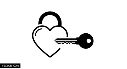 Heart-shaped padlock with a key symbolizing love and security.