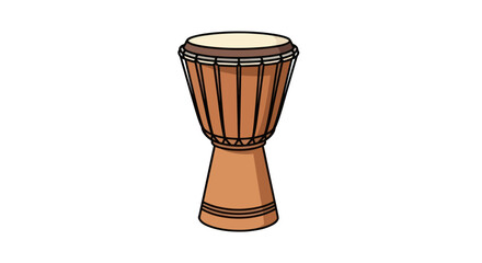 Illustration of a Traditional Wooden Djembe Drum with Rope Tuning System.