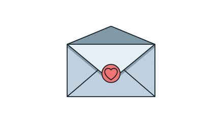 A light blue envelope sealed with a red heart-shaped wax seal.