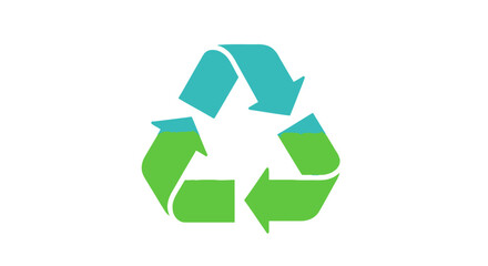 Teal and Green Recycling Symbol with Three Arrows.