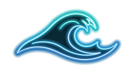 Glowing Neon Blue Wave Symbol Illustration.