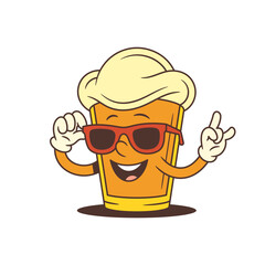 Cool Beer Mascot: Cartoon Emoji with Sunglasses & Foam