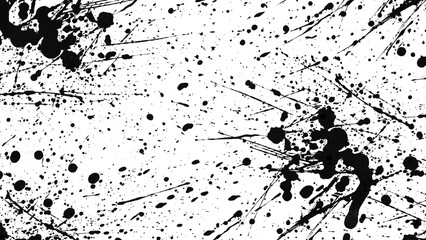 Obraz premium Black ink splatter and line pattern isolated on white isolated on transparent background
