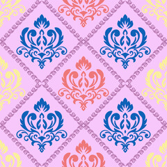 Elegant Damask Floral Ornament Seamless Pattern