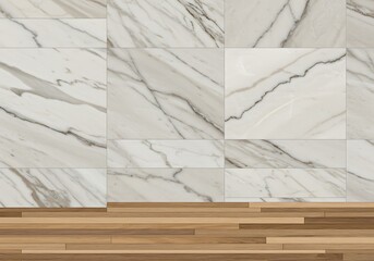 Elegant Marble Wall and Wooden Floor Interior Design.