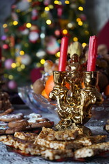 christmas tree and candle ახალი წელი