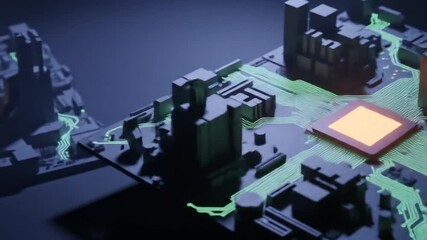 Cybernetic cityscapes glow with neon circuits linked by a digital network - Powered by Adobe