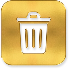 Shiny Gold Trash Can Delete Icon