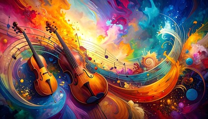 Vibrant Violins - A Symphony of Colors and Music.