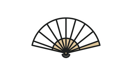 Simple Black Outline Illustration of an Open Fan.