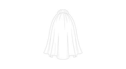 Elegant white wedding veil with delicate pleats and a subtle shimmer.