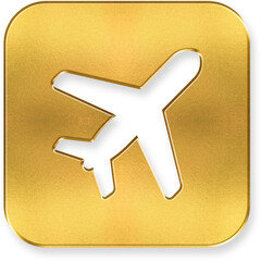 Shiny Gold Airplane Travel Icon