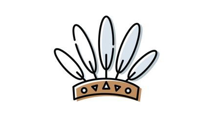 Native American Headdress with Feathers and Geometric Design.