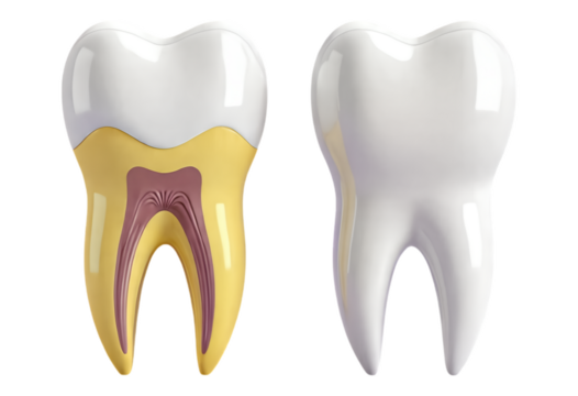 White Tooth with Transparent Background, 3D Realism Dental Illustration