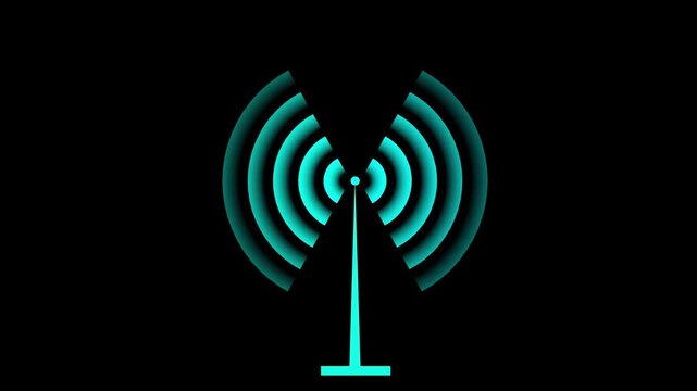 Radio waves wireless signal icon animation. WIFI wireless internet network net connection icon