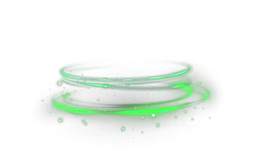 Abstract green glowing ring with speed light effect. Futuristic neon swirl circle design ideal for tech banners, sci-fi energy, and motion vector backgrounds.