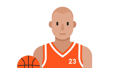 Fototapeta premium Cartoon Basketball Player with Orange Jersey and Ball.