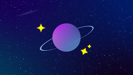 Minimalist Cartoon Style Outer Space Planet Background © Syahrul Iman