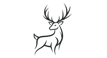 Stylized Line Art Illustration of a Majestic Stag with Antlers.