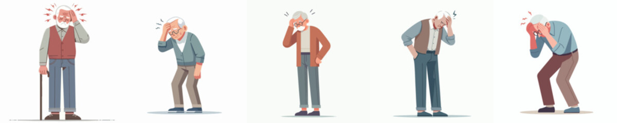 vector of a grandfather with a headache