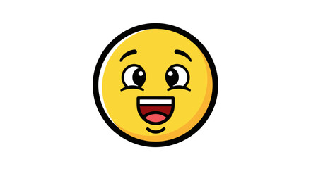 A cheerful yellow smiley face with wide eyes and an open mouth conveying joy and excitement.