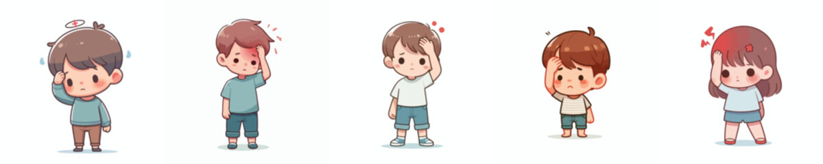 vector of a children with a headache
