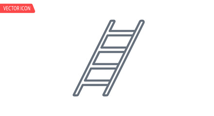 Simple Line Art Icon of a Wooden Ladder.