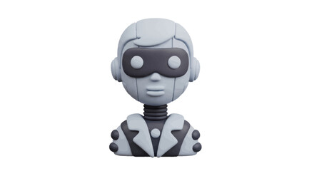 Fototapeta premium Stylized 3D Rendered Robot Bust with Dark Goggles and Jacket.