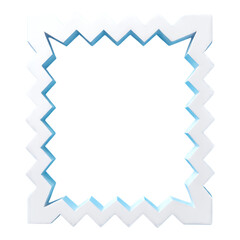 3D Render of White Zigzag Border or Comic Speech Bubble Frame