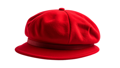 Red beret hat isolated on solid white background format Png