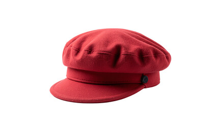 Red beret hat isolated on solid white background Png form