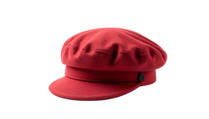Red beret hat isolated on solid white background Png form