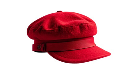 Red beret hat isolated on solid white background 