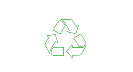 Green Outlined Recycling Symbol with Three Chasing Arrows.