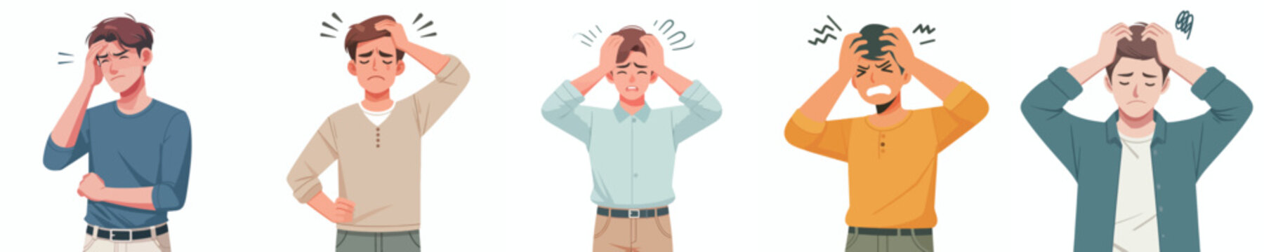vector of a man half body with a headache