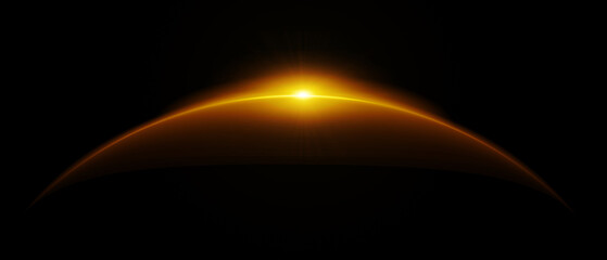 Blue light flare - flash light streak ray - large light flare behind the planet © Sashkin
