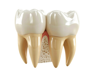 3D Render of Tooth-on-Tooth Formation, Medical Illustration Style, Isolated on Transparent Background