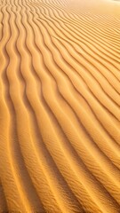 Golden desert sand dunes with rippled patterns under warm sunlight