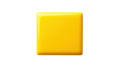 A glossy yellow square object with a smooth surface.
