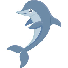 Cartoon Dolphin Swimming Gracefully With A Gentle Smile On A Transparent Background