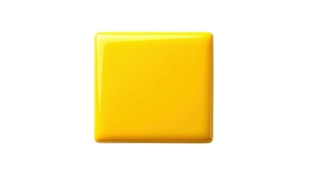 A glossy yellow square object with a smooth surface.
