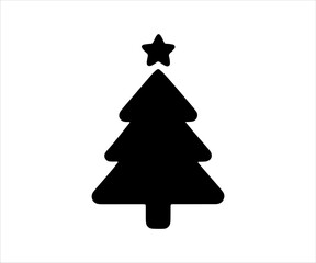 Obraz premium Minimalist black Christmas tree icon isolated on white background
