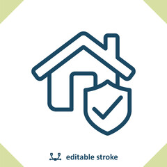 Obraz premium Home Security Icon. House, Shield, Insurance, Real Estate
