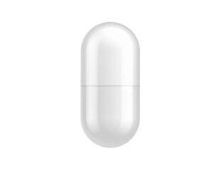 A smooth, oval-shaped white capsule, designed with a sleek finish, commonly associated with pharmaceuticals or dietary supplements.