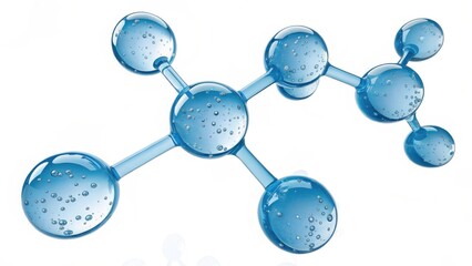 3d blue molecular structure model scientific chemistry atoms bonds