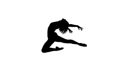 Dynamic silhouette of a graceful dancer in mid-air leap, capturing freedom and athleticism, perfect for fitness blogs or artistic design projects
